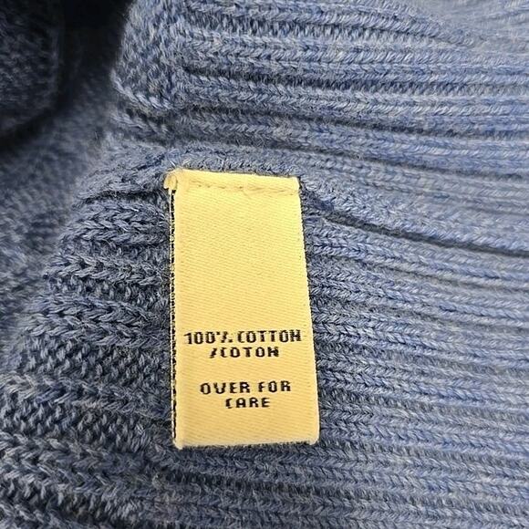 Vtg Abercrombie & Fitch Y2K Cable-knit Sweater Sz XL Vneck Preppy Academia Blue - Picture 5 of 8